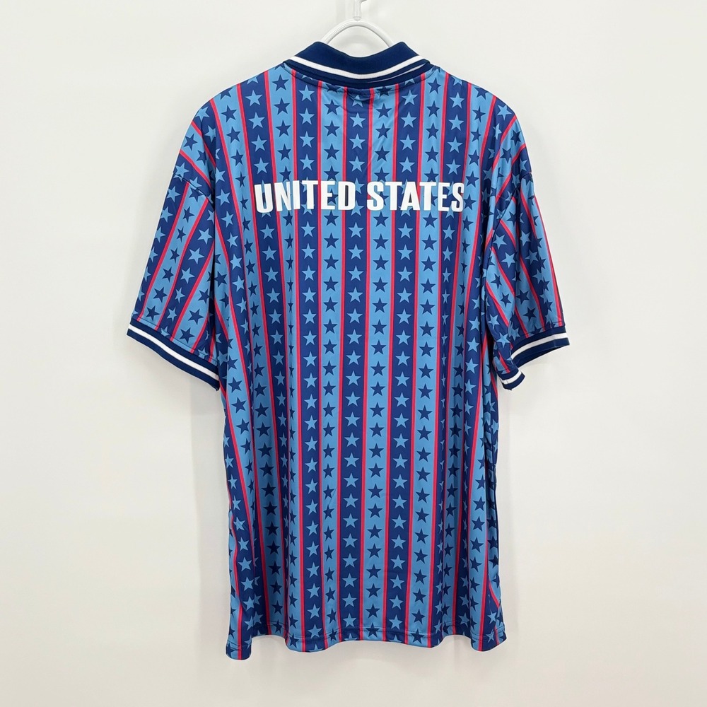 Umbro USA Soccer Jersey Stars and Stripes Blue Red Polo Shirt Large New - Picture 3 of 11
